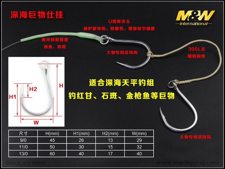 MW Deep-sea Giants hook Deep-sea Scales Fishing Group Red Gana Full-length 3 m Gold Gun Stone Spotted Fishing Group Deep Sea