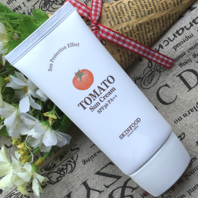 Skinfood nghĩ rằng cà chua làm trắng da kem chống nắng cà chua kem chống nắng spf36 Hàn Quốc làm mới kem chống nắng nâng tone cho da dầu