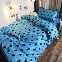 ins Nordic Red Love Four Piece Bed Supplies 1 5 Blue Heart is set to accommodate dormitory sheets three pieces