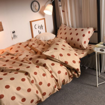 Wave point girl heart bed four-piece set Single bed single quilt quilt cover 1 5 Student dormitory bedroom three-piece set 1 2