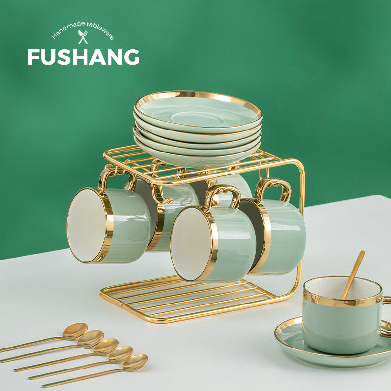 Light Extravagant Ceramic Coffee Cup Eurostyle Small Lavish Coffee Cup Dish Suit Home Water Cup Lower Afternoon Tea Delicate Cup Spoon