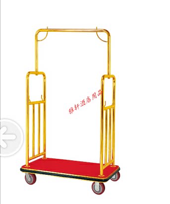 Hotel lobby gold diamond luggage cart Titanium luggage cart Hotel lobby cart flat top luggage cart