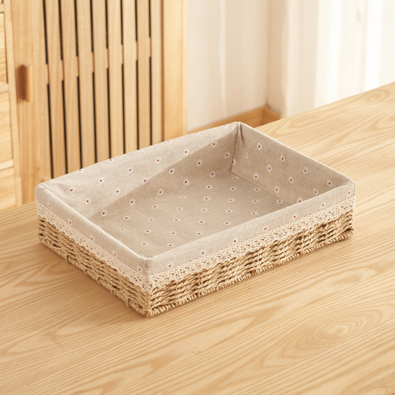 Desktop Storage Basket, Miscellaneous Items, Key Storage Basket, Snacks, Toys, Books, Storage Box, High-End Imitation Rattan Decorative Basket