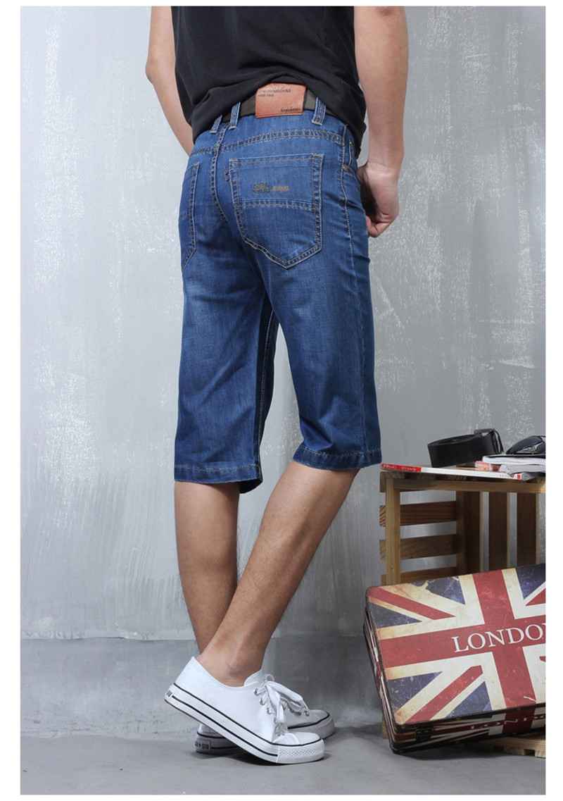 Mùa hè phần mỏng XL denim năm quần short cộng với chất béo người đàn ông nam trung niên chất béo lỏng giản dị thẳng quần lớn