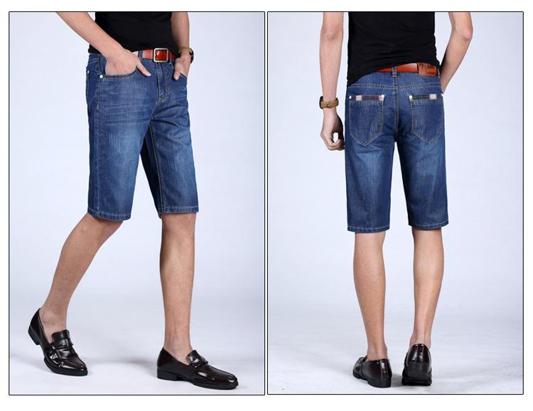 Mùa hè quần short mỏng denim quần đàn ông trung niên và năm quần lỏng phổ thông cộng với phân bón XL Bảy ống chẽn