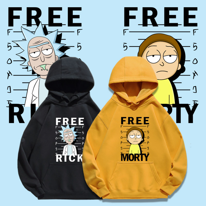 Rick and Morty Hooded Sweatshirt for Men, Autumn and Winter Style, Loose Fit, Rick and Morty Anime Merchandise, Fleece-Lined Hoodie, Trendy