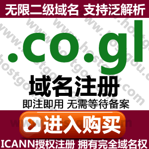 co gl domain name registration supports pan-resolution unlimited second-level domain name meters 2-digit URL purchase application registration