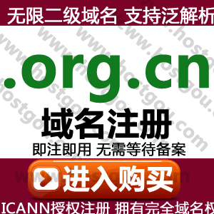 org cn Domain name registration Support pan-resolution Unlimited second-level domain meters Website URL purchase application