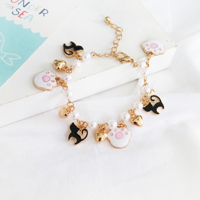 Cô gái Nhật Bản ngọt ngào và xinh đẹp ma thuật hoạt hình Sakura học tập tình yêu mèo con mặt dây chuyền mọc lên vòng tay vòng tay cặp