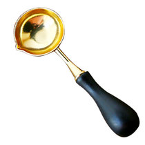 Misu retro wooden handle brass fire paint seal wax spoon melting wax stainless steel fire paint seal tool fire paint spoon