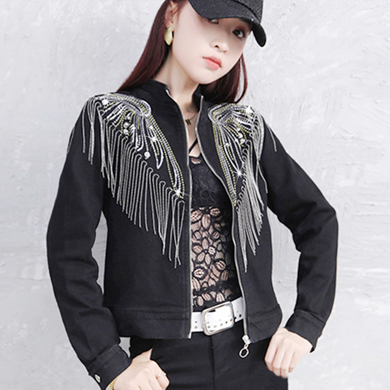 Performance Clothing Stage Outfit Shiny 2026 New Tassel Sequin Korean Style Slim Fit Heavy-Duty Short Jacket Trendy