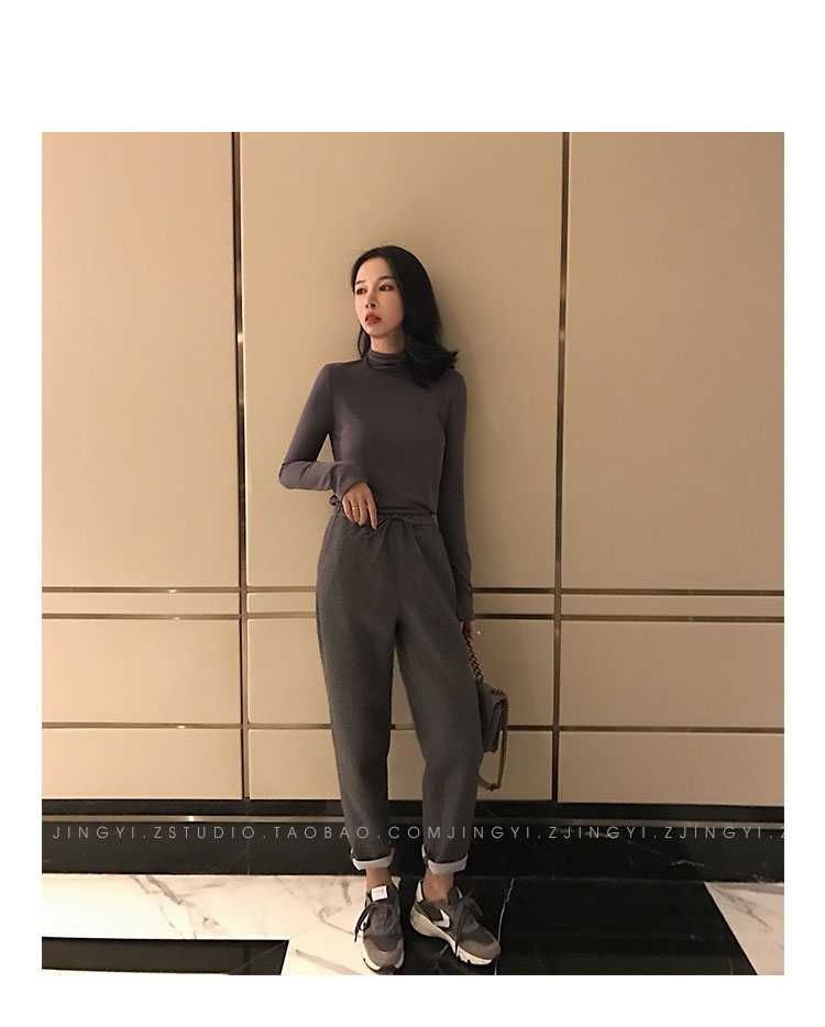 Zhang Jingyi Mùa thu và mùa đông phiên bản mới của Hàn Quốc quần len cạp cao nữ rộng rãi quần harem thường quần dài chân dài quần áo nữ đẹp