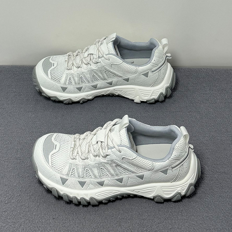 Genuine Leather Thick-Soled Mesh German-Style Dad Sneakers for Women, 2026 Summer New Versatile Breathable Hiking Shoes Outdoor Sports Shoes