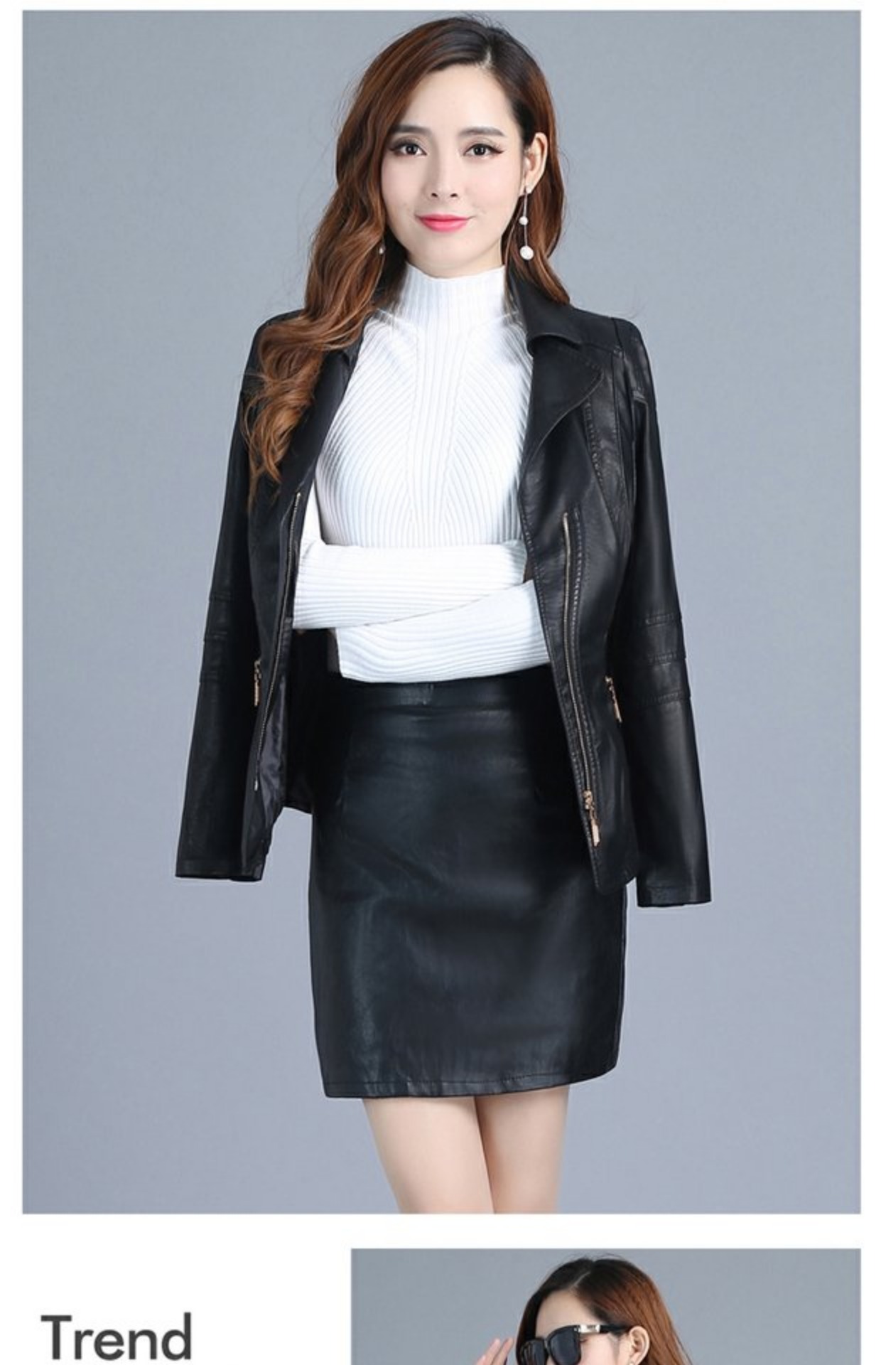 2018 mùa thu mới Hàn Quốc áo khoác da dài tay màu rắn eo thắt lưng thời trang áo khoác nữ da PU blazer da