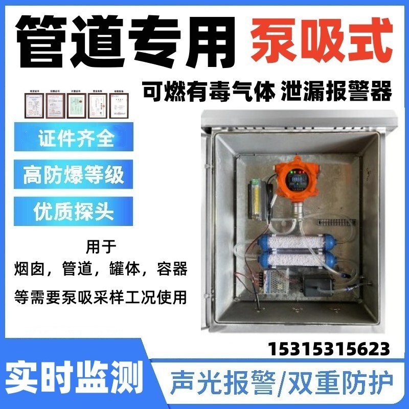 Industrial Combustible Gas Alarm Vocs Toxic Gas Leak Detector Chimney Pipeline Special Pump Suction Type