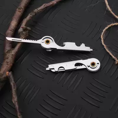 Gbt outdoor stainless steel creative folding portable multi-function keychain knife 6-in-1 tool combination equipment