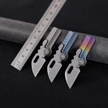 Outdoor multifunctional titanium alloy S35VN powder steel Mini hanging buckle small folding knife EDC cutter