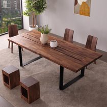 Chengpo Noah Furniture Table à manger et chaise nordique en noyer noir combinaison moderne et simple table à manger en bois massif bureau à domicile