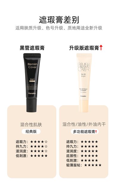 Hanskin Concealer Hong Jinying Hansqing ຮຸ່ນທີສາມ Concealer ເກົາຫຼີ ກວມເອົາສິວ Marks Facial Brightening BB Cream