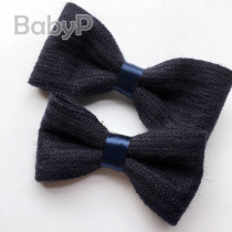  Handmade original Tibetan blue wool knitting childrens bow tie 100-day-old baby baby pin small bow tie