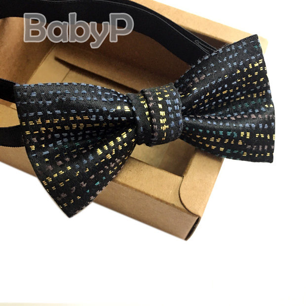 BabyP custom baby bow tie black gold line boy baby flower girl banquet performance small bow tie