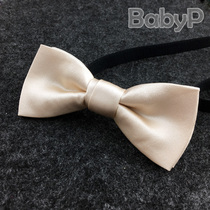 BabyP High-end Custom Luxurious Silk Satin Pale Champagne Child Necktie Boy Baby Wedding Flower Boy Collar