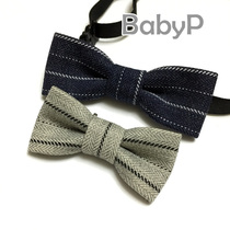 0-3-year-old original design pure handmade baby small collar with blue grey fine striped boy baby collar