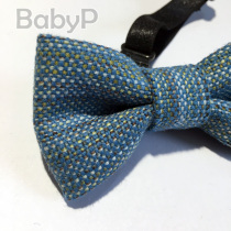 BabyP Pure Handmade Customised Children Neckline Peacock Blue Unique Woven Style Boy Baby Collar Tie