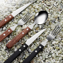 Wooden handle steak knife and fork set ins wind Western knife fork and spoon three-piece set Household Western tableware steak knife two-piece set