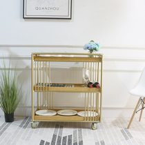 Nordic household iron dining car Golden mobile dining side wine rack Tea door shop Fruit service Beauty cart