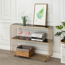 Wrought iron marble entrance table Entrance table strip case now Nordic gold Chinese entrance cabinet strip table Entrance end view table