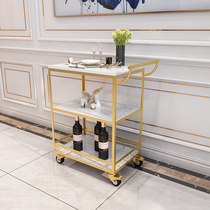 Wrought iron dining car Gold household mobile car Marble kitchen rack Beauty salon Hotel restaurant tea sailor cart