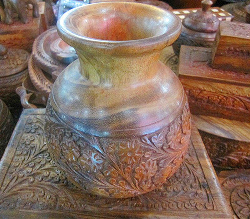 Pakistan Craft Wood Carved Vase Red Wood Vase New Wide Send Best Friend Wedding Gift Special Price Promotion