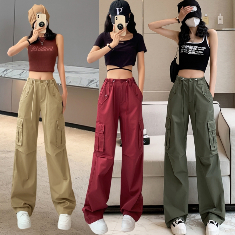 American Retro Work Pants for Women, New Autumn Style, Slimming, Loose Casual Pants, Low-Waisted, Trendy, Extra-Long Wide-Leg Floor-Length Pants