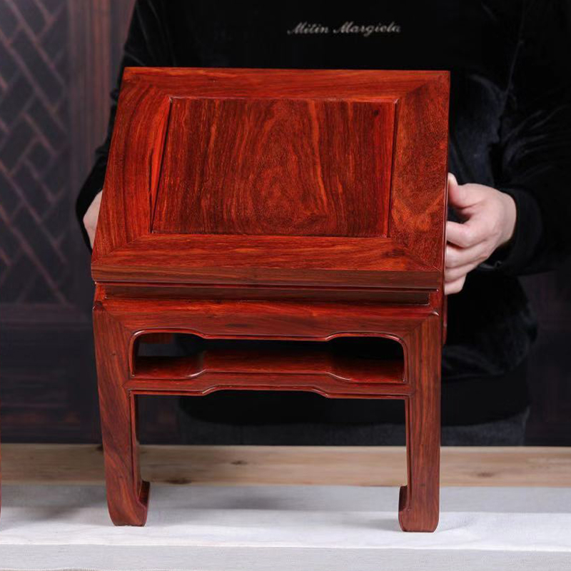Indian lobular red sandalwood small square stool Chinese mortise and tenon structure solid wood shoe changing stool original wooden stool furniture low stool