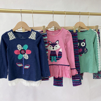 Foreign trade children's clothing girls autumn cotton cartoon set 1-5 years old animal fox two-piece set children