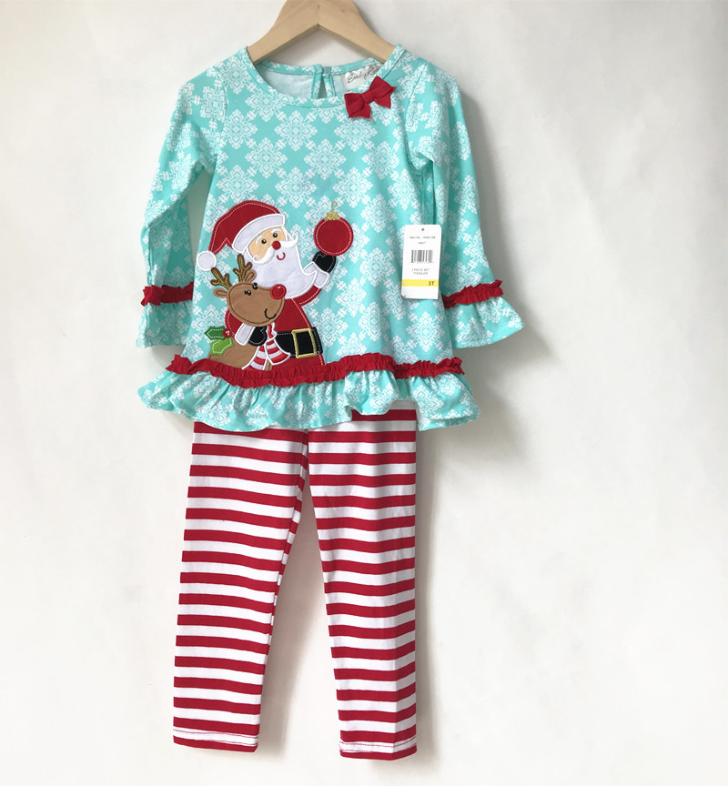 Foreign trade export children's Spring and Autumn Season Christmas Cotton suit Home clothes bottom wear girls ' two-piece set