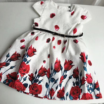Gigi Magic House Foreign Trade Girls' Summer Dress Big Children's Evening Dress Floral Rose Belt