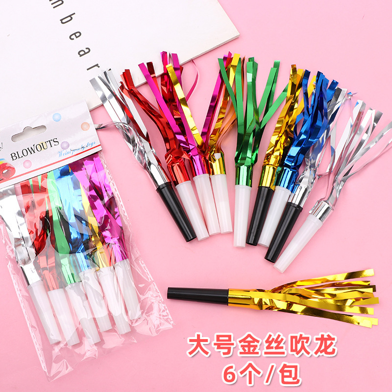 New Peculiar Toy Golden Silk Blow Dragon Child Whistleblowing Baby Birthday Party Supplies Help Prop Toy Trumpet