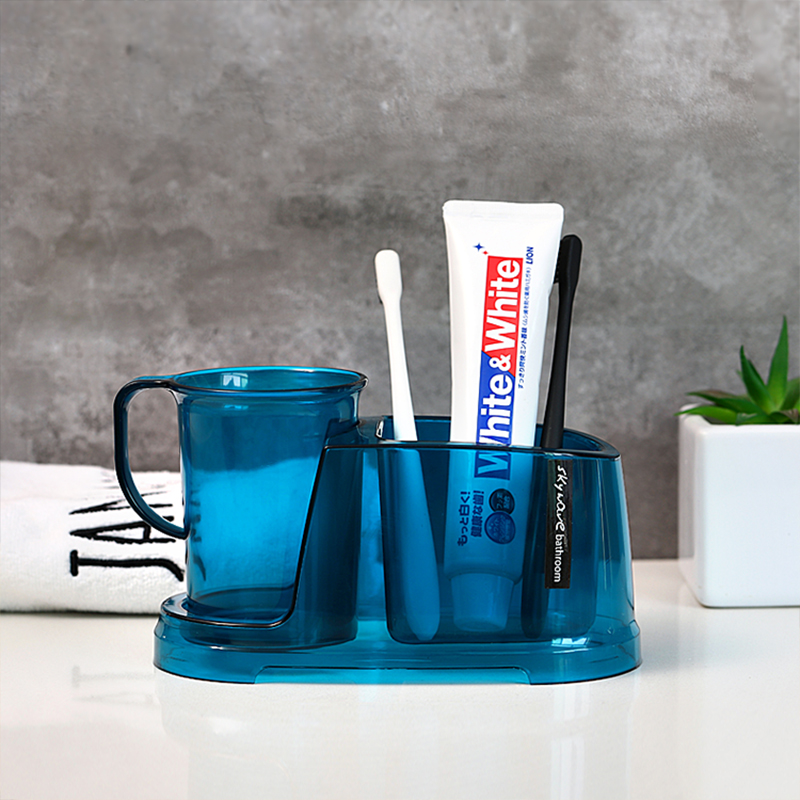 South Korea imported toothbrush holder tooth set holder transparent plastic brushing mouthwash cup mouthwash cup set tooth cylinder holder set