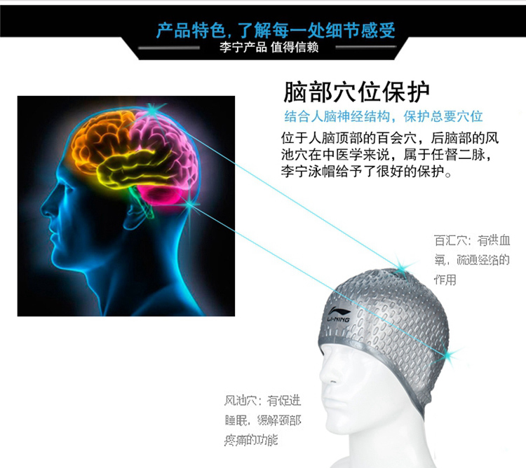 Mũ bơi Li Ning nữ nam trưởng thành tóc dài không thấm nước silicone mũ bơi nữ bịt tai bơi mũ để tăng mũ bơi nam và nữ mũ bơi hoa