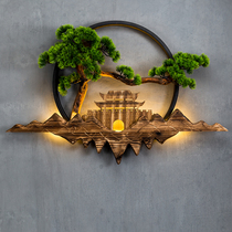 New Chinese style home living room background wall decoration Round Wrought iron wall decoration Three-dimensional welcome pine entrance wall pendant