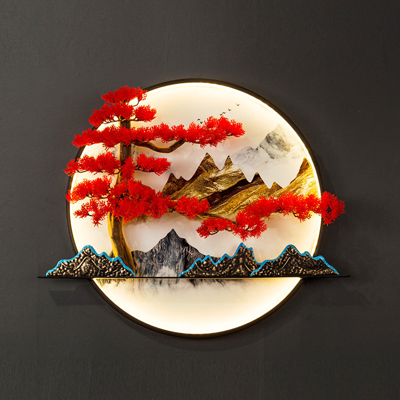 New Chinese Living Room Sofa Background Wall Decoration Painting Solid Welcome Guest Loose Pendant Xuanguan Tea Room Wall Landscape Hang Painting