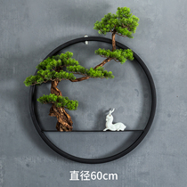 New Chinese pendant Welcome pine round wall hanging room TV background wall decoration Bedroom wall decoration Wrought iron pendant