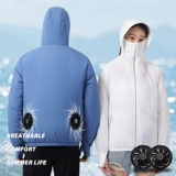 Летняя толстовка с капюшоном, охлаждающий вентилятор для работы, дорожная одежда для защиты от солнца подходит для мужчин и женщин для рыбалки
