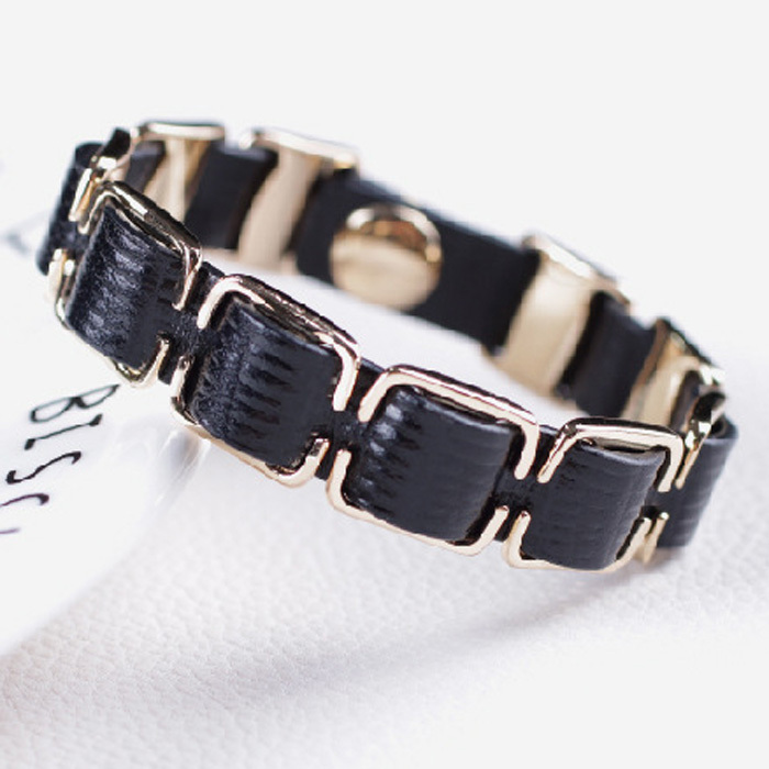 Korean Style Fashion Bracelet Italian Genuine Leather Alloy Bracelet Cowhide Reversible Bracelet Internet Celebrity Popular Bracelet