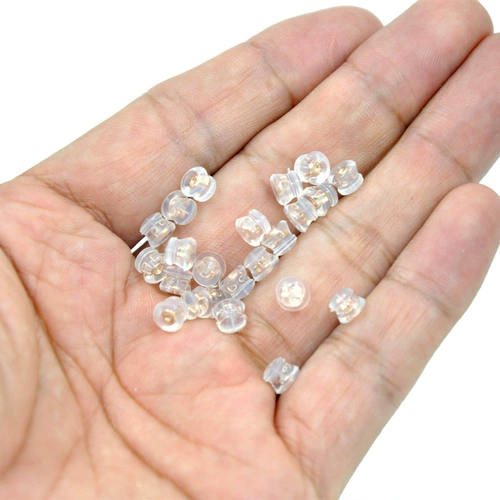 Силиконовые прозрачные металлические пластиковые серебряные серьги, золото 750 пробы