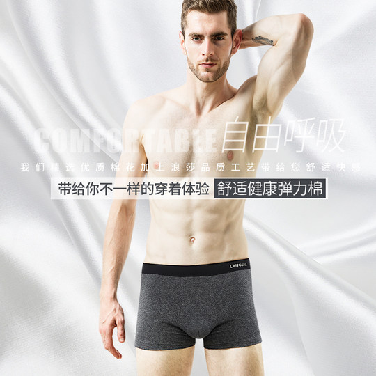 Langsha men's underwear pure cotton men's boxer shorts men's breathable youth pants pure cotton loose boxer briefs