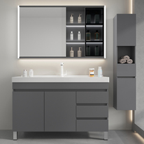 Light luxury style bathroom cabinet ceramic integrated basin combination wash basin face wash bathroom cabinet floor-standing bathroom sink