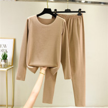 Warm lingerie suit womens delsuede without marks and gush thickened mid-aged moms autumn clothes autumn pants winter big red carts